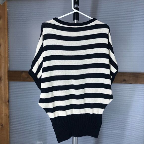 Anthropologie MOTH Blue Cream Stripe‎ Batwing Short Sleeve Knit Sweater Sz XS - Picture 4 of 5